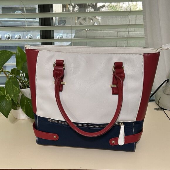 Vintage Charming Charlie Patriotic, Nautical ,Red White & Blue Shoulder tote bag - Picture 1 of 12